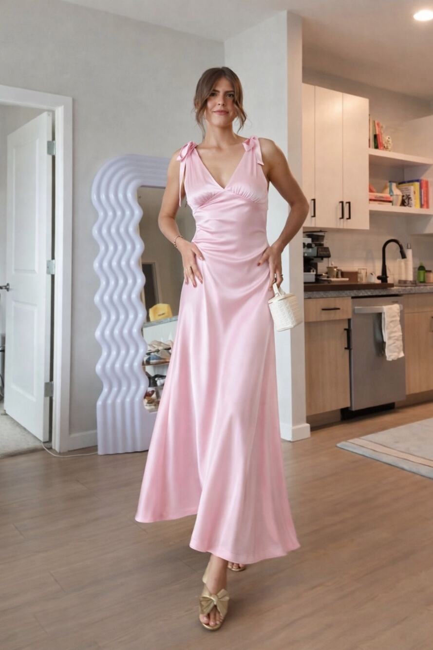 Reformation pernille silk dress pink size M